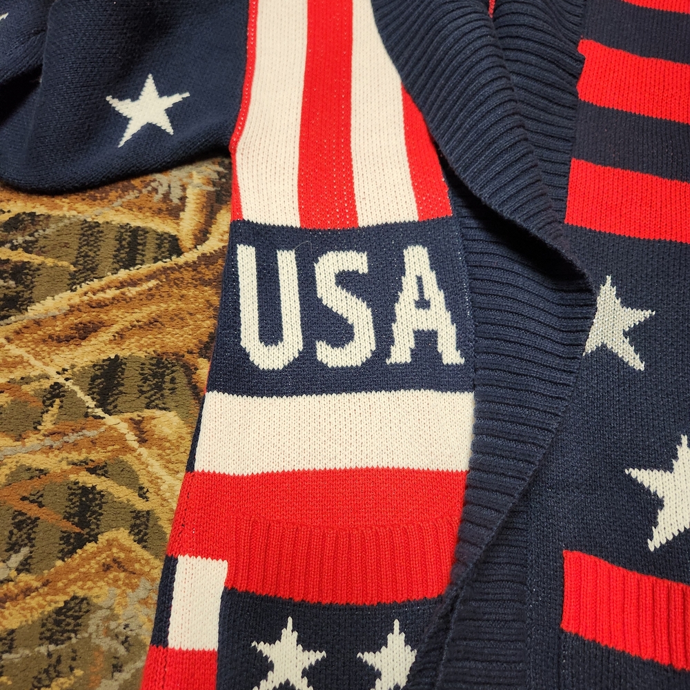 Charter Club Red and Blue USA Cardigan Sweater - Picture 4 of 12